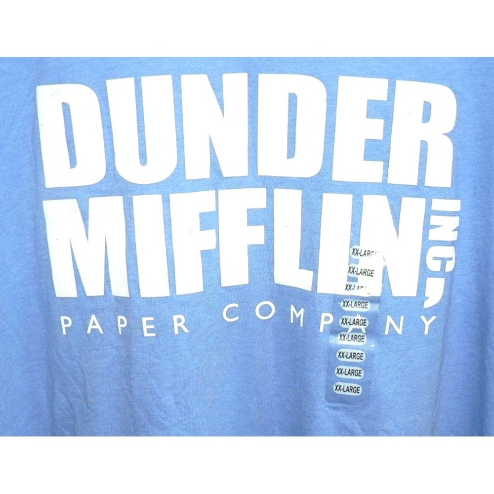 The Office Men's Dunder Mifflin Logo Cotton Blend Short Sleeve T-Shirt Blue 2X - Picture 3 of 7